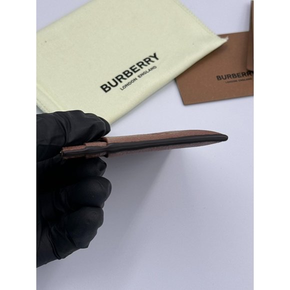 Burberry Sandon Card Case Wallet Embossed Logo Tan Leather - Picture 5 of 10
